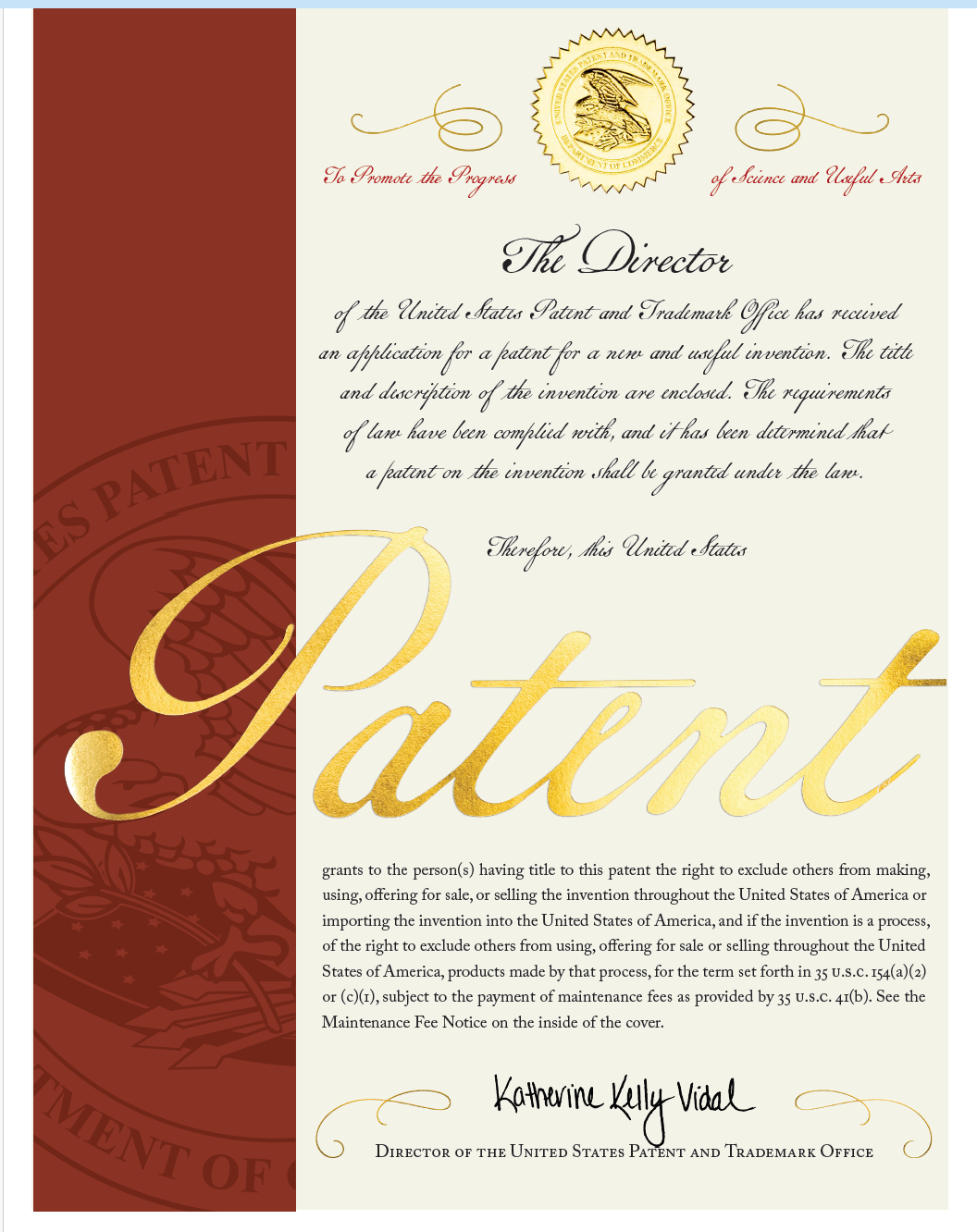 We got a U.S. patent for our invention